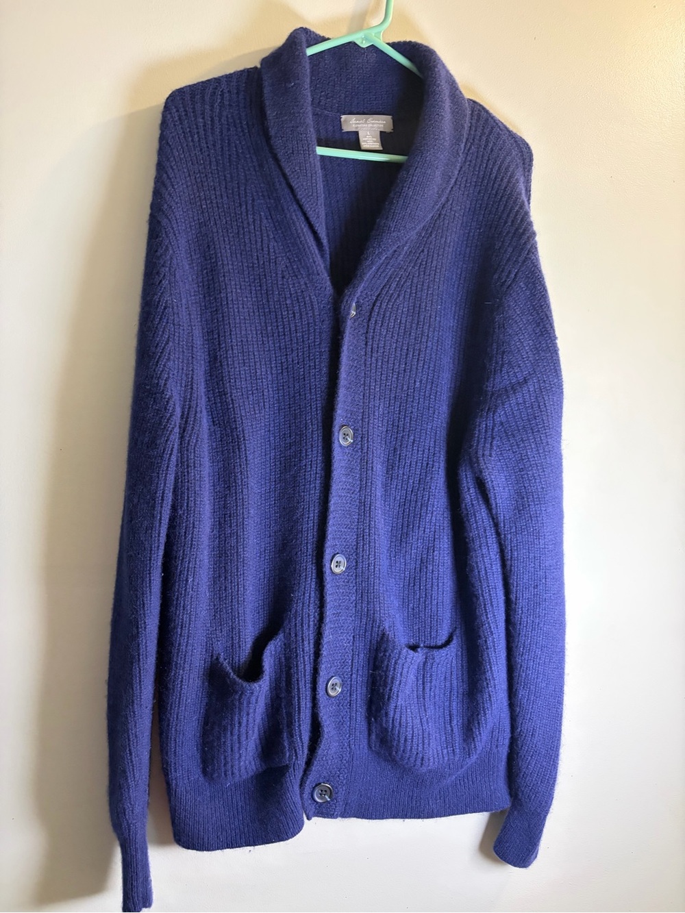 Men's Daniel Cremieux Button Cardigan Sweater - Deep Blue 20% cashmere